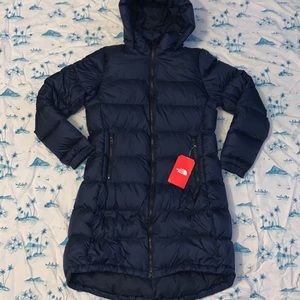 The North Face Navy blue down Puffer parka coat